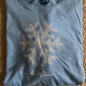 NWOT Life is Good | Women's Light Blue Long Sleeve Graphic T Shirt Size XXL